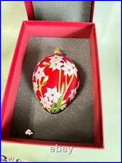 Reed and Barton Paperwhites Egg Christmas Reflections Europeon Glass Ornament