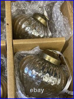 Restoration Hardware Mercury Glass Rib Onion Christmas Ornament Silver/Bronze