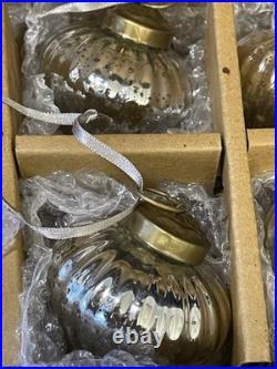 Restoration Hardware Mercury Glass Rib Onion Christmas Ornament Silver/Bronze