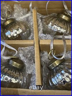 Restoration Hardware Mercury Glass Rib Onion Christmas Ornament Silver/Bronze
