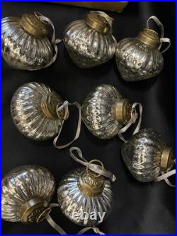 Restoration Hardware Mercury Glass Rib Onion Christmas Ornament Silver/Bronze
