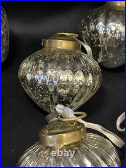 Restoration Hardware Mercury Glass Rib Onion Christmas Ornament Silver/Bronze