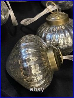 Restoration Hardware Mercury Glass Rib Onion Christmas Ornament Silver/Bronze