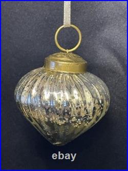 Restoration Hardware Mercury Glass Rib Onion Christmas Ornament Silver/Bronze