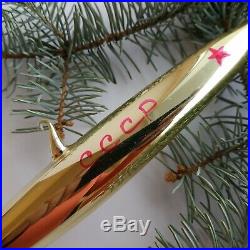 Rocket Mir. Space Rocket. Old Russian glass Christmas ornament 1950s USSR