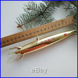 Rocket Mir. Space Rocket. Old Russian glass Christmas ornament 1950s USSR
