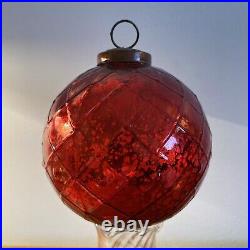 Ruby Red Mercury Glass German Kugel Christmas Ornament Weight 134 Grams