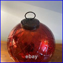 Ruby Red Mercury Glass German Kugel Christmas Ornament Weight 134 Grams