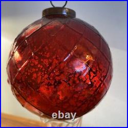 Ruby Red Mercury Glass German Kugel Christmas Ornament Weight 134 Grams