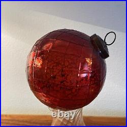 Ruby Red Mercury Glass German Kugel Christmas Ornament Weight 134 Grams