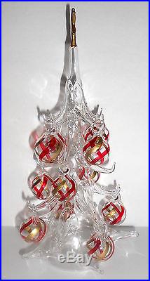 SOFFIERIA PARISE Venetian Blown Glass Christmas Tree & Ornaments Italy Art Glass
