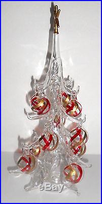 SOFFIERIA PARISE Venetian Blown Glass Christmas Tree & Ornaments Italy Art Glass