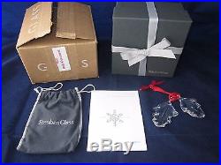 STEUBEN GLASS Christmas Ornament HOLLY LEAVES Neiman Marcus Exclusive BOX EXC