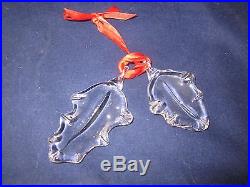 STEUBEN GLASS Christmas Ornament HOLLY LEAVES Neiman Marcus Exclusive BOX EXC