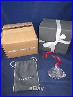 STEUBEN GLASS Christmas Ornament LANTERN in Bag & BOX EXCELLENT