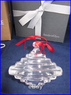 STEUBEN GLASS Christmas Ornament LANTERN in Bag & BOX EXCELLENT