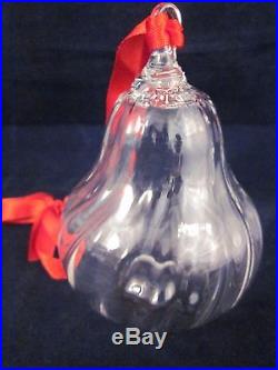 STEUBEN GLASS Christmas Set of 4 Ornaments Acorn Pinecone Pear Apple BOX