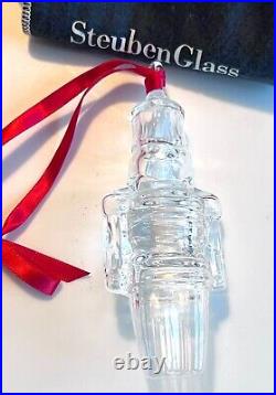 STEUBEN Handblown Glass Christmas Ornament NUTCRACKER Mint in Pouch