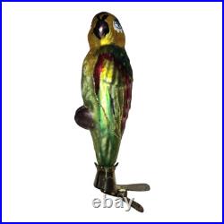 SUPER RARE Set Of 6 Six Clip-on Glass Hand-painted Parrot Christmas Ornaments