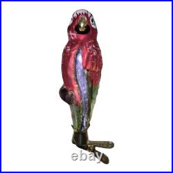 SUPER RARE Set Of 6 Six Clip-on Glass Hand-painted Parrot Christmas Ornaments