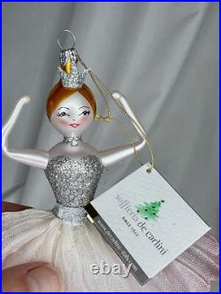 Saks Fifth Ave Pink Ballerina De Carlini Blown Glass Christmas Ornament 94331