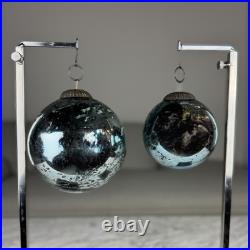 Set Of 18 Large Kugel Style Heavyweight Glass Christmas Ornament Ball Mercury