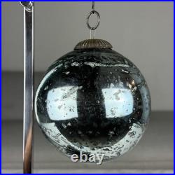 Set Of 18 Large Kugel Style Heavyweight Glass Christmas Ornament Ball Mercury