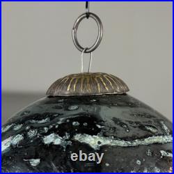 Set Of 18 Large Kugel Style Heavyweight Glass Christmas Ornament Ball Mercury