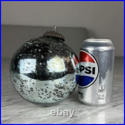 Set Of 18 Large Kugel Style Heavyweight Glass Christmas Ornament Ball Mercury