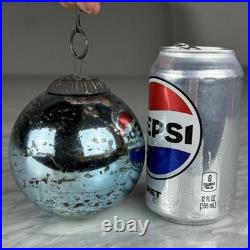 Set Of 18 Large Kugel Style Heavyweight Glass Christmas Ornament Ball Mercury