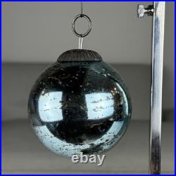 Set Of 18 Large Kugel Style Heavyweight Glass Christmas Ornament Ball Mercury