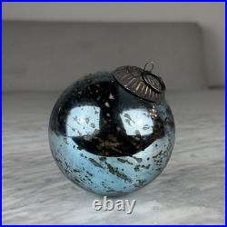 Set Of 18 Large Kugel Style Heavyweight Glass Christmas Ornament Ball Mercury