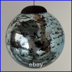 Set Of 18 Large Kugel Style Heavyweight Glass Christmas Ornament Ball Mercury