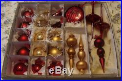 Set Of 21 Frontgate Christmas Collection Ornaments Red & Gold Boxed Look