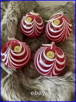 Set Of 4 ANGELO ROSSI Handmade Blown Glass Hanging Ball Christmas Ornament Set Of 4 ANGELO ROSSI Handmade Blown Glass Hanging Ball Christmas Ornament