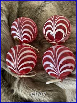 Set Of 4 ANGELO ROSSI Handmade Blown Glass Hanging Ball Christmas Ornament Set Of 4 ANGELO ROSSI Handmade Blown Glass Hanging Ball Christmas Ornament
