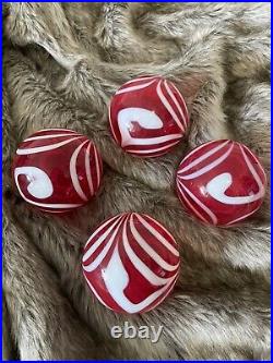 Set Of 4 ANGELO ROSSI Handmade Blown Glass Hanging Ball Christmas Ornament