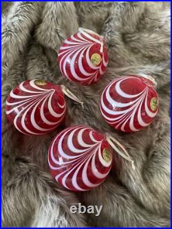 Set Of 4 ANGELO ROSSI Handmade Blown Glass Hanging Ball Christmas Ornament Set Of 4 ANGELO ROSSI Handmade Blown Glass Hanging Ball Christmas Ornament