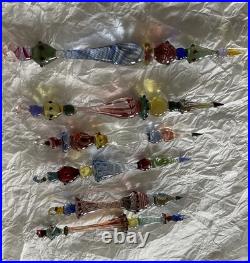 Set Of 6 Art Glass Ornament Corning NY Heavy Glass Colorful Victorian Drop Set Of 6 Art Glass Ornament Corning NY Heavy Glass Colorful Victorian Drop