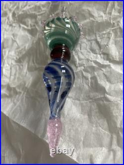 Set Of 6 Art Glass Ornament Corning NY Heavy Glass Colorful Victorian Drop Set Of 6 Art Glass Ornament Corning NY Heavy Glass Colorful Victorian Drop
