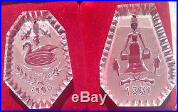 Set Waterford Crystal 12 Days of Christmas Ornaments 1982 1985 1995 Exc Cond