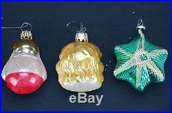 Set of 12 Antique Feather Tree Mercury Glass Christmas Ornaments Made in Germany