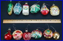 Set of 12 Antique Feather Tree Mercury Glass Christmas Ornaments Made in Germany