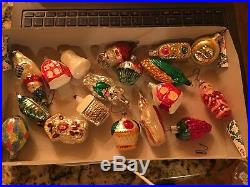 Set of 18 Vintage Christmas Mercury Glass Ornaments Santa, angel, clown, corn