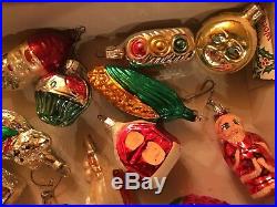 Set of 18 Vintage Christmas Mercury Glass Ornaments Santa, angel, clown, corn