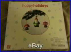 Set of 3 DCI Pop Christmas Glass GNOME ORNAMENTS Mushrooms New in Box