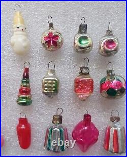 Set of 42 Vintage USSR Glass Xmas Christmas Mini Ornaments with furtree