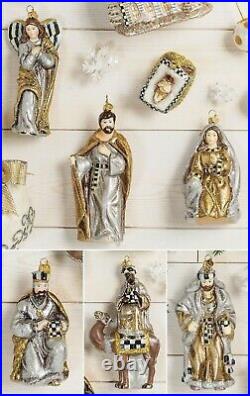 Set of 7 MacKenzie-Childs Nativity of Jesus Holy Family Glass Ornaments 2018 NEW
