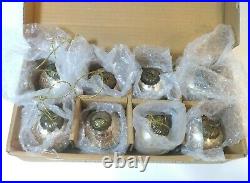 Set of 8 RESTORATION HARDWARE Christmas Ornaments Glass Ball 2.5 Gold
