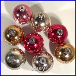 Set of 8 Vintage Christmas Ornament Glass Balls Stenciled Winterscape USA 3.5